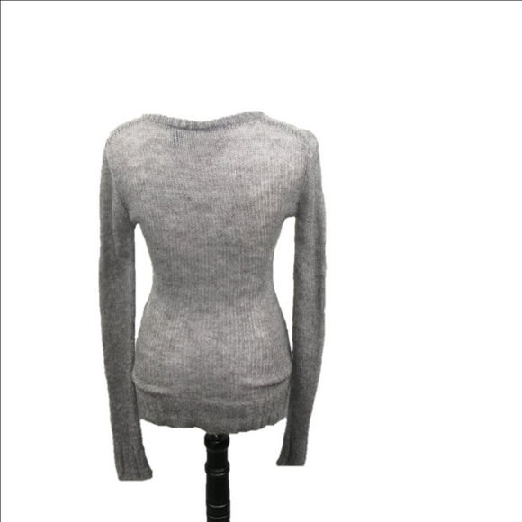 BKE Gray Partial Button Front Open Knit Lightweight Sweater Size Small - Picture 4 of 7